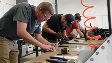 Apprentices training for sheet metal careers